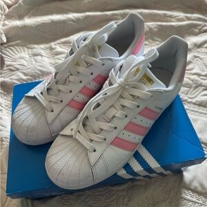 Adidas White and Pink Superstar